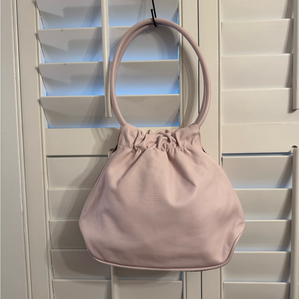 Vintage Longchamp Powder Pink Leather Round Handle Shoulder Bag EXTREMELY RARE